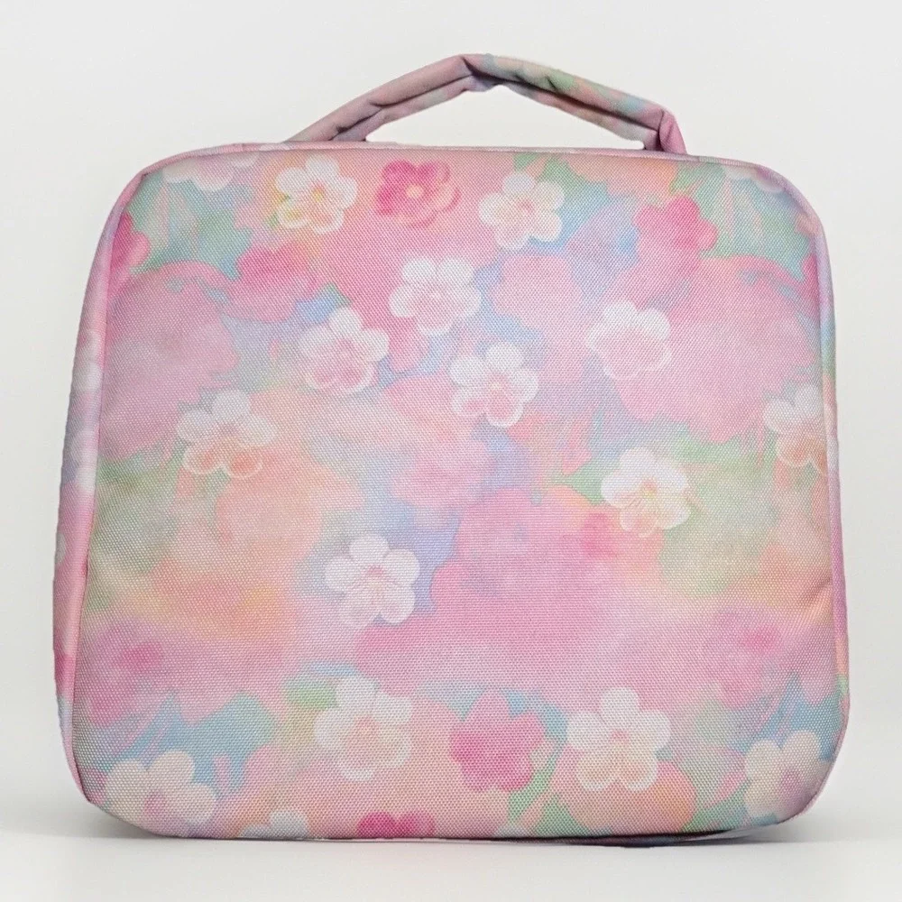 JanSport Lunch Break Bag Pink Floral Watercolor Chenille K Patch